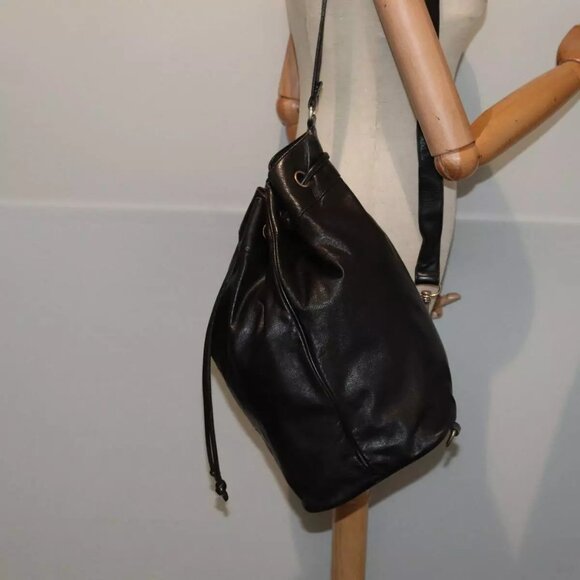 CHANEL COCO Mark Purse Shoulder Bag Lamb Skin Black CC Auth - Picture 1 of 16